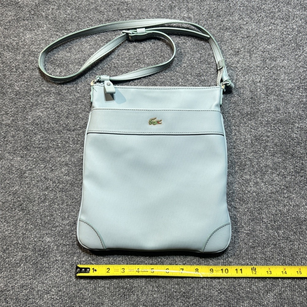 Lacoste Womens Crossbody Bag Light Blue Gray With Strap Purse - Picture 12 of 14